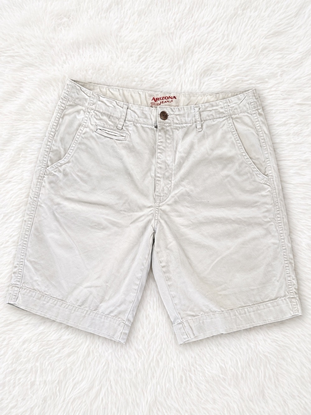 Arizona Jean Co Khaki Shorts Mens 34 Cotton Casual Flat Front